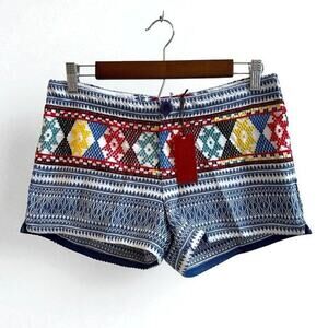 Tigerlily NWT Aztec Western Heavy Weave Shorts Blue Red Embroidered 4 | REVOLVE